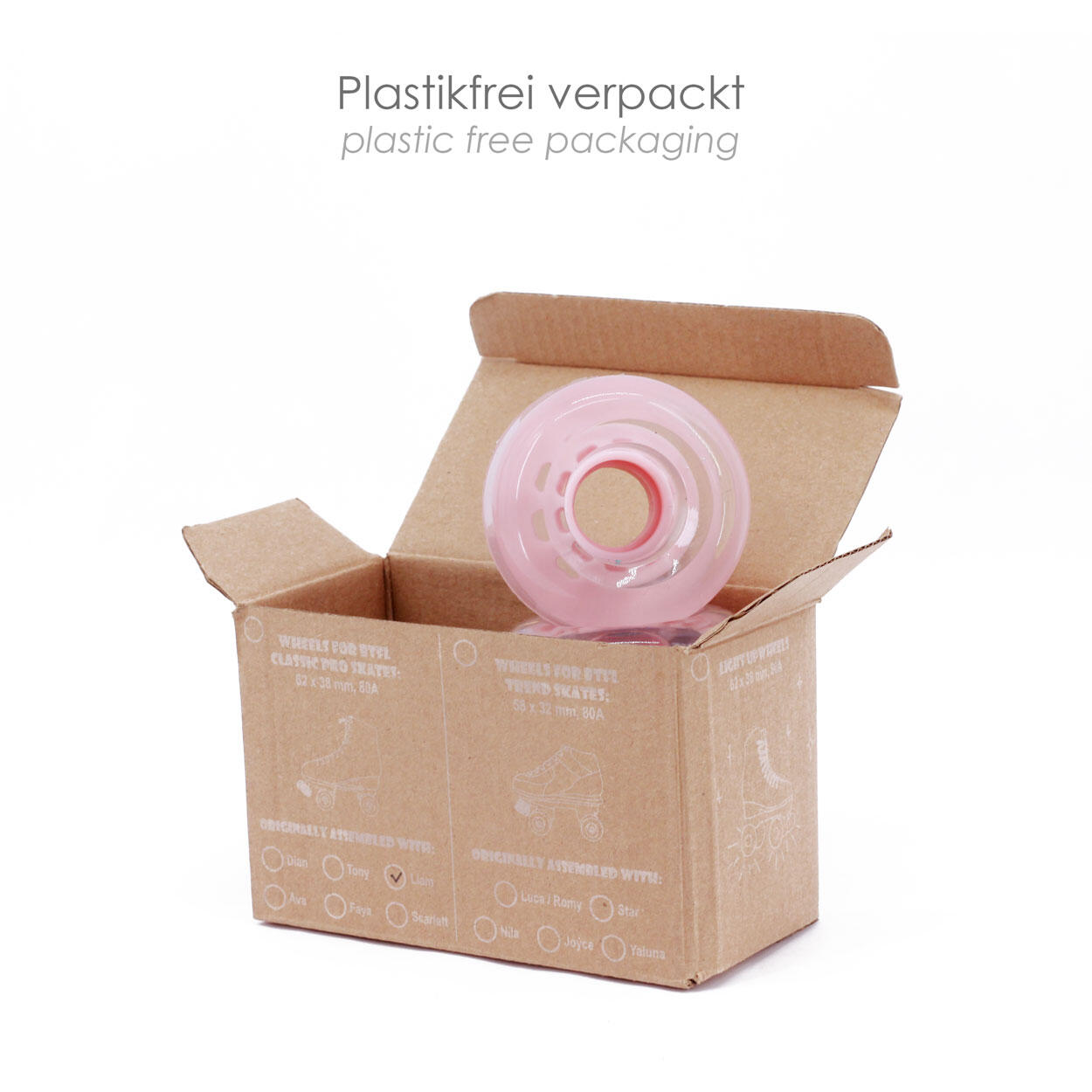 BTFL Rollschuh ROLLEN Set (4 Stk) - 62 x 38 mm - 80A - rosa transparent 7/7