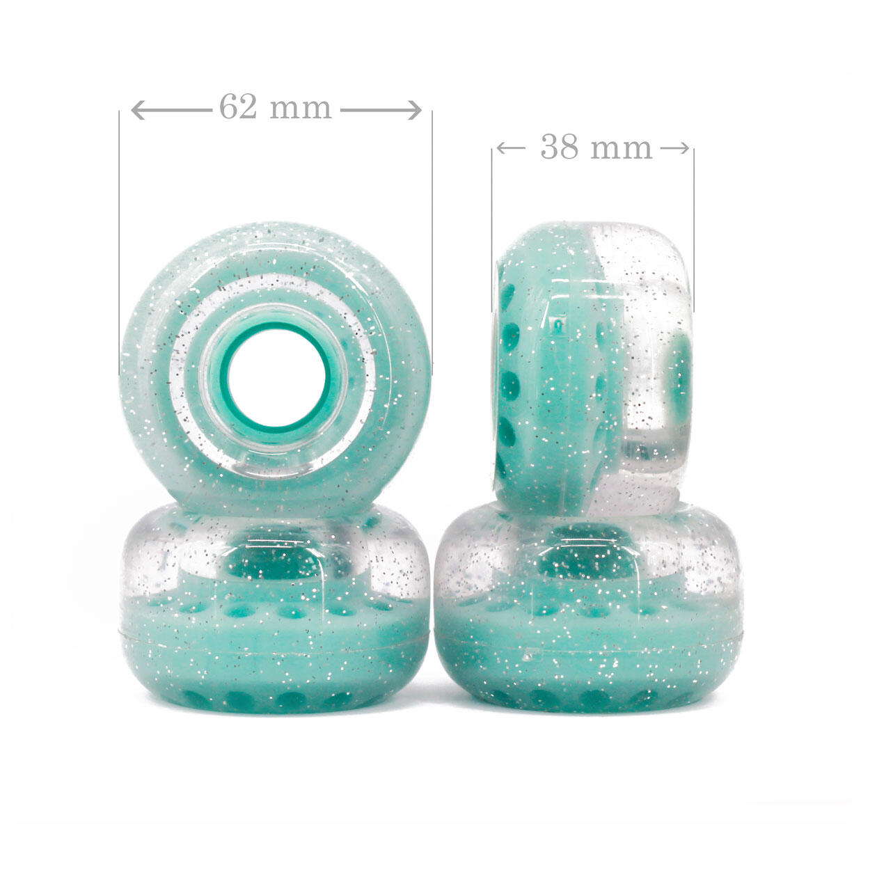 BTFL Roller Skate ROLLERS Set (4 pcs) - 62 x 38 mm - 80A - mint transparent 3/5