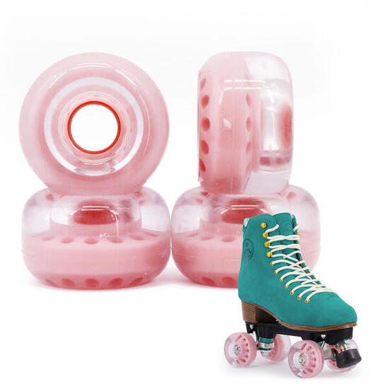 BTFL ROULEAUX patins à roulettes set (4 pcs) - 62 x 38 mm -80A- rose transparent