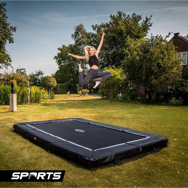 BERG ingroud trampoline rectangulaire Favorit noir 410 cm + filet de sécurité