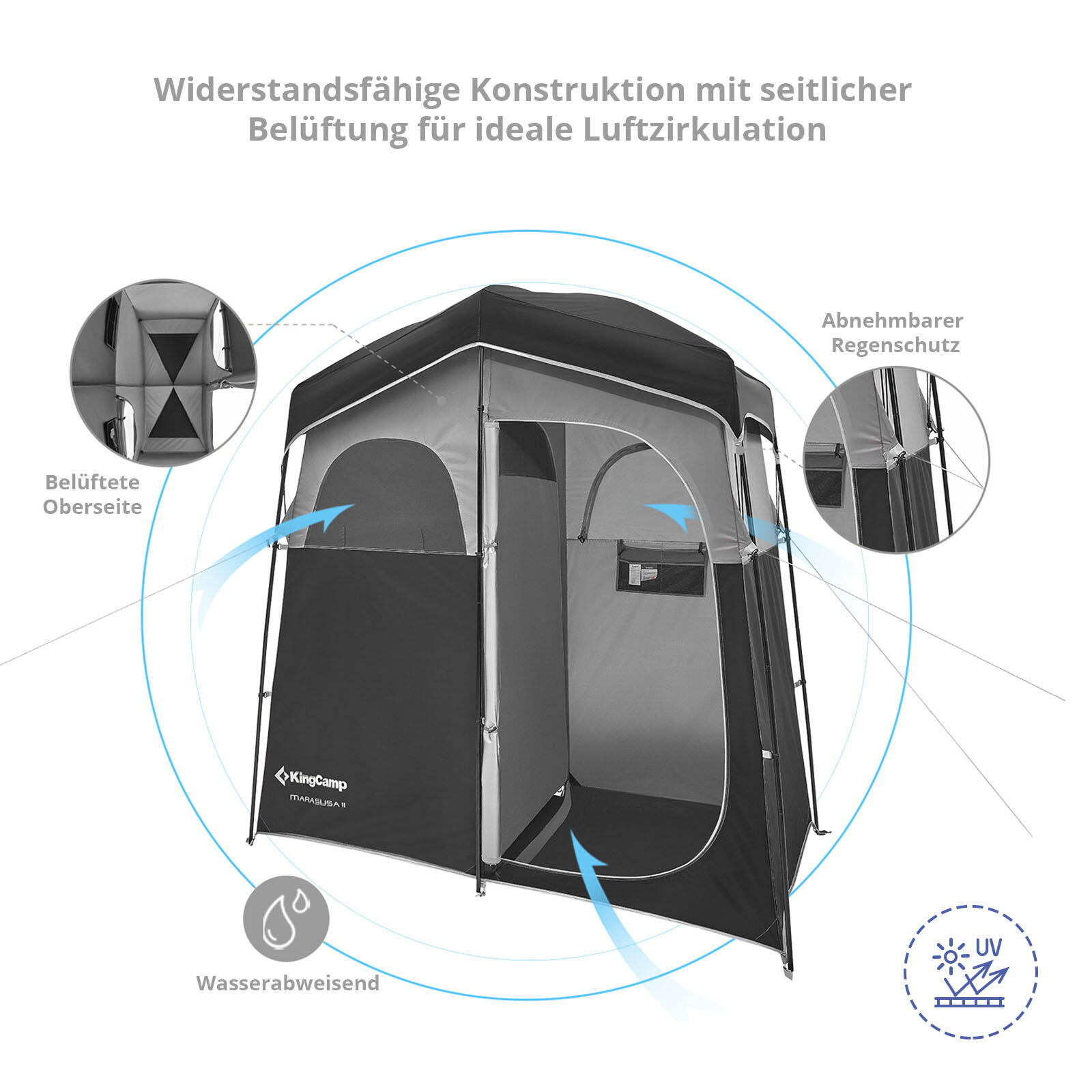 Marasusa II Douche Tent Camping Kleedkamer WC WC 2 Persoons 3/5