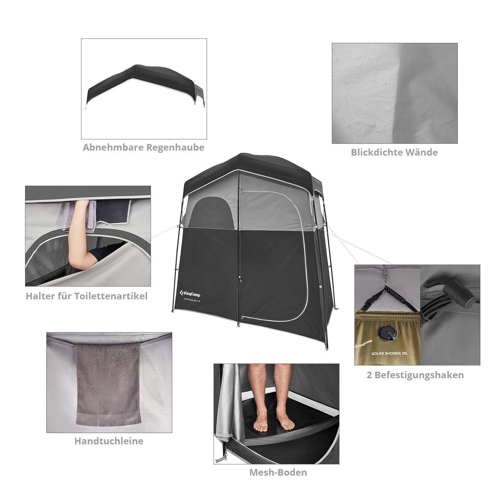 Marasusa II Douche Tent Camping Kleedkamer WC WC 2 Persoons 5/5