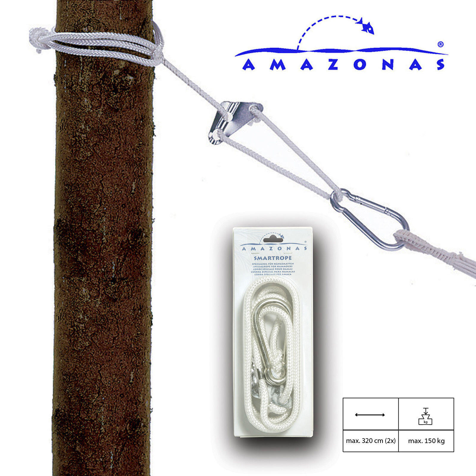 Smartrope Hamacs Fixation corde Set Fauteuil suspendu Arbre 2/4