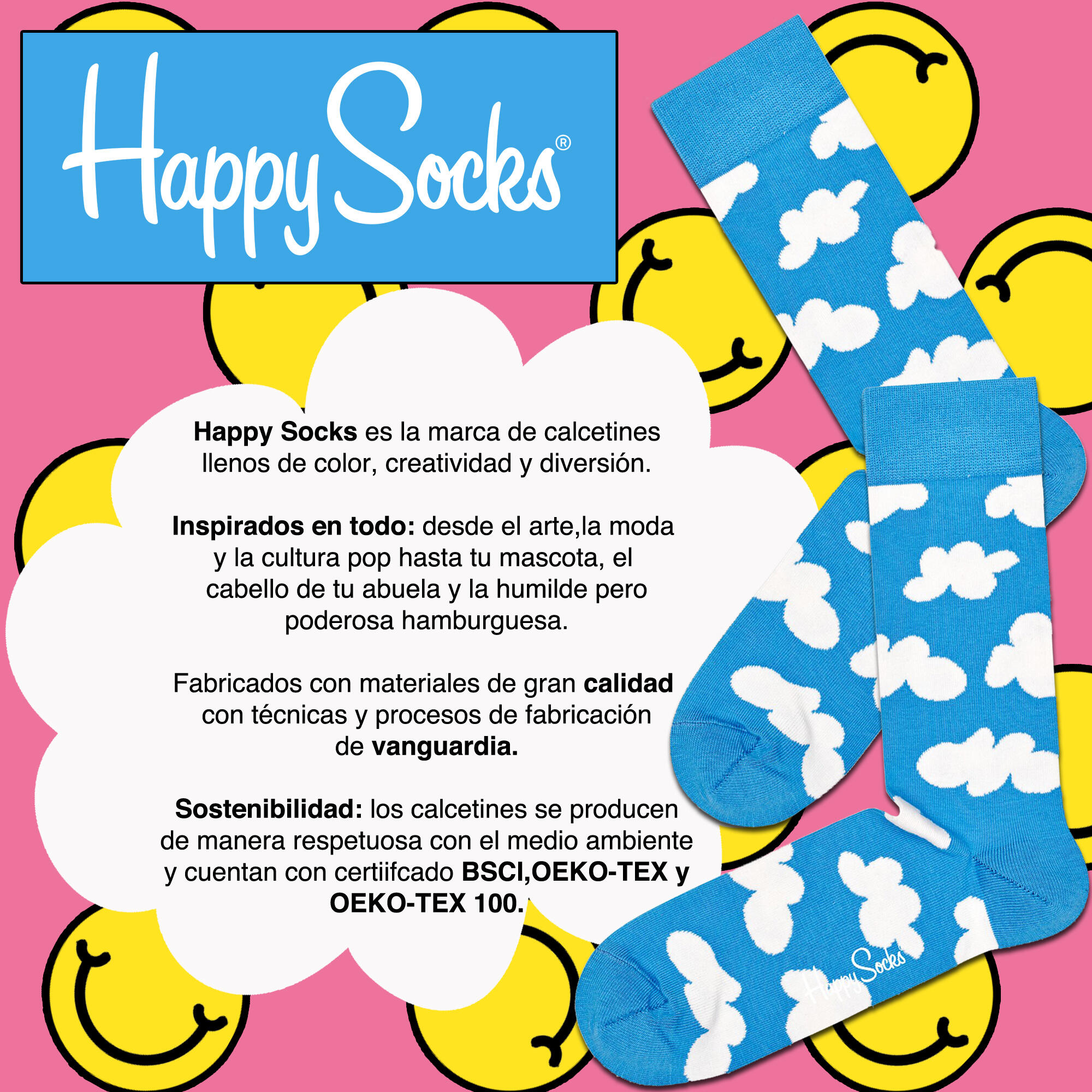 Meias Happy socks modelo GES01-6500 para unissex 2/3