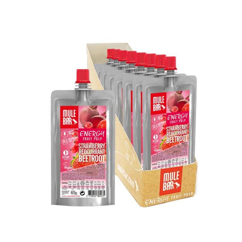 Boite de 10 Pulpes de fruits vegan 65g : Fraise - Groseilles - Betterave
