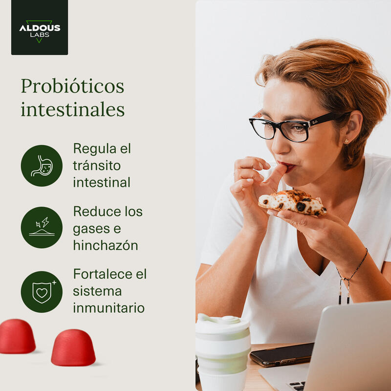 Probióticos + Vitaminas en gominolas Aldous Labs  120 gummies sabor a mora