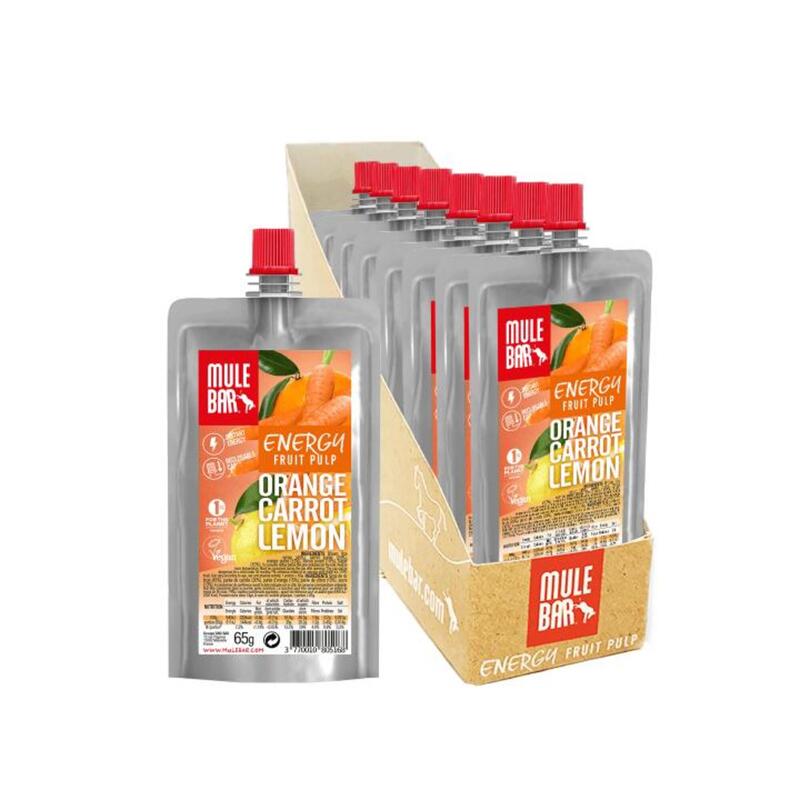 Boite de 10 Pulpes de fruits - Bio & Véganes - 65g - Orange / Carotte / Citron