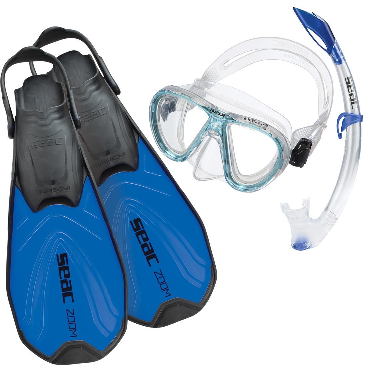 Set snorkeling Seac - TRIS ZOOM MD, Albastru, 32-35