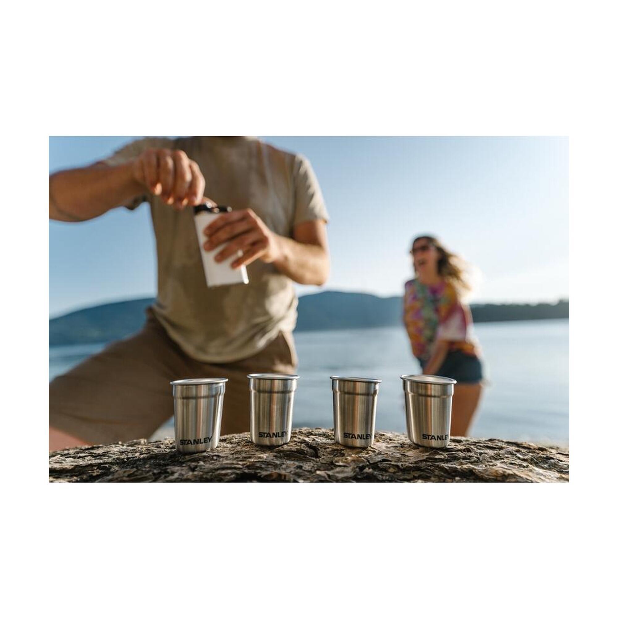 Verres À Shot Inox + Étui De Transport Acier Inoxydable - Alpinisme Trek Camping
