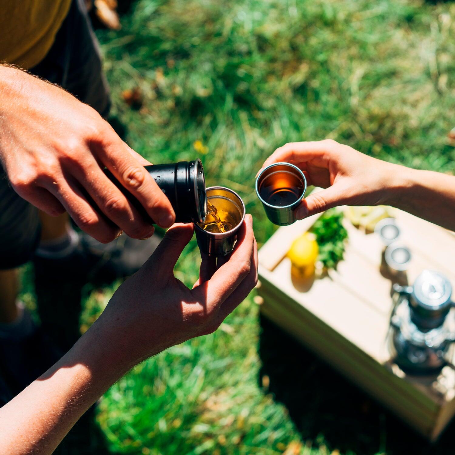 Verres À Shot Inox + Étui De Transport Acier Inoxydable - Alpinisme Trek Camping 5/8