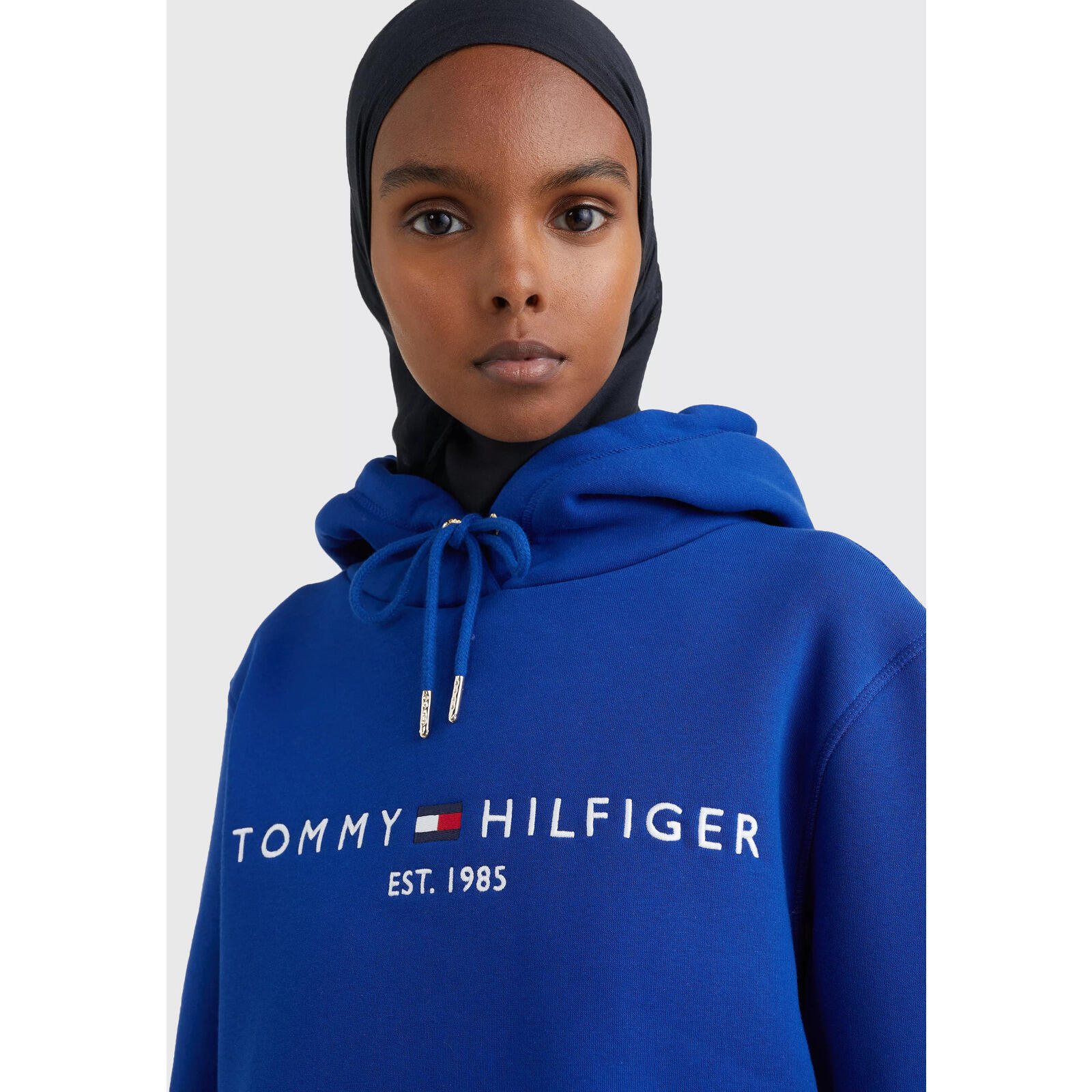 Cappuccio Tommy Hilfiger Fleece Logo Hoody, Blu, Donne 5/5