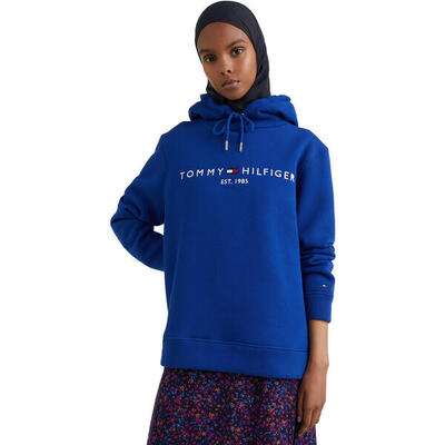 Kap tommy hilfiger fleece logo hoody. blauw. dames