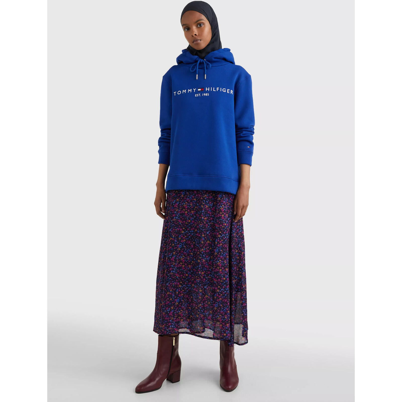 Cappuccio Tommy Hilfiger Fleece Logo Hoody, Blu, Donne 3/5