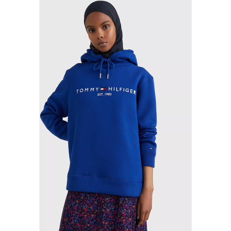 Hanorac femei Tommy Hilfiger Fleece Logo Hoody, Albastru