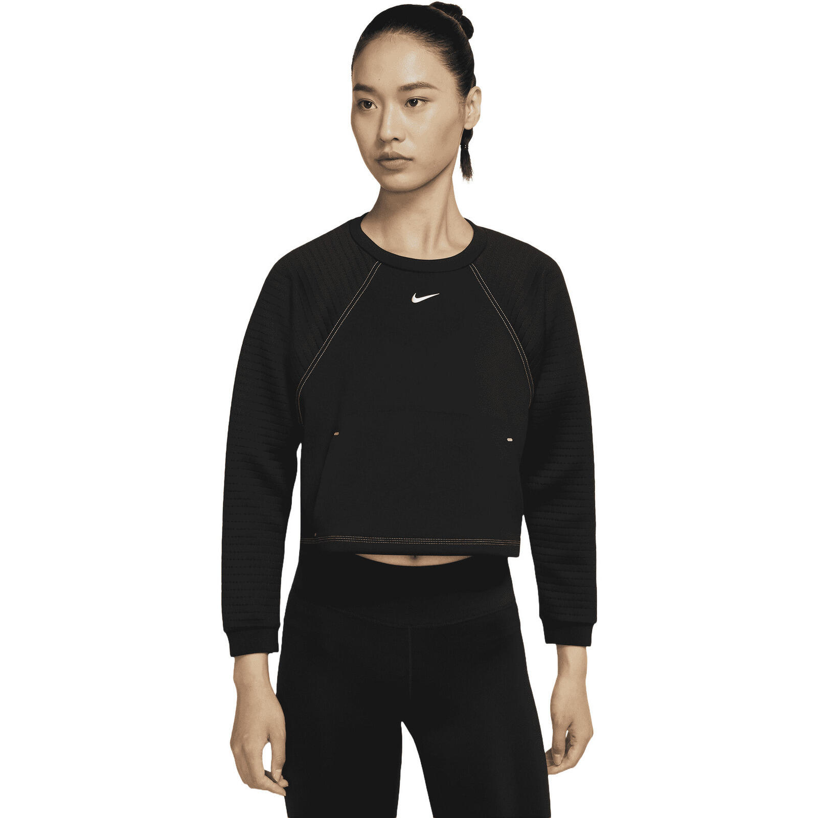 NIKE Blouse Nike Pro Luxe Crew, Zwart, Dames