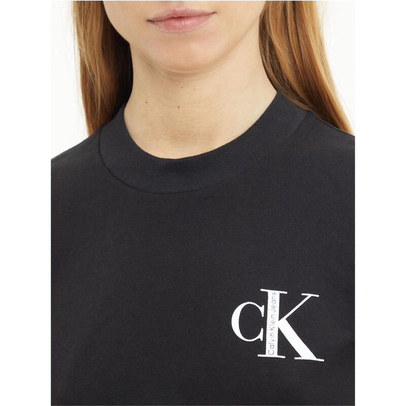 Camiseta Calvin Klein Organic Cotton Logo T-Shirt, Negro, Mujer