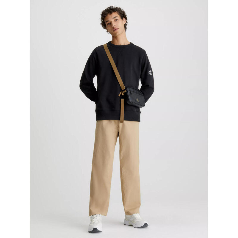 Camisola Calvin Klein Monogram Sleeve Badge Crew, Preto, Homens