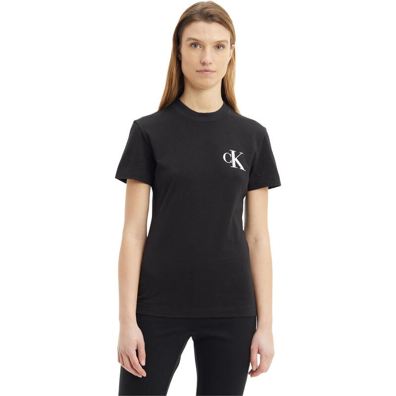 Camiseta Calvin Klein Organic Cotton Logo T-Shirt, Negro, Mujer