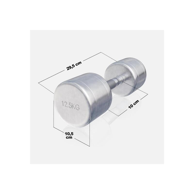 Set de 2 Gantere cromate cu greutate fixa 25 KG - 2 x 12,5 KG