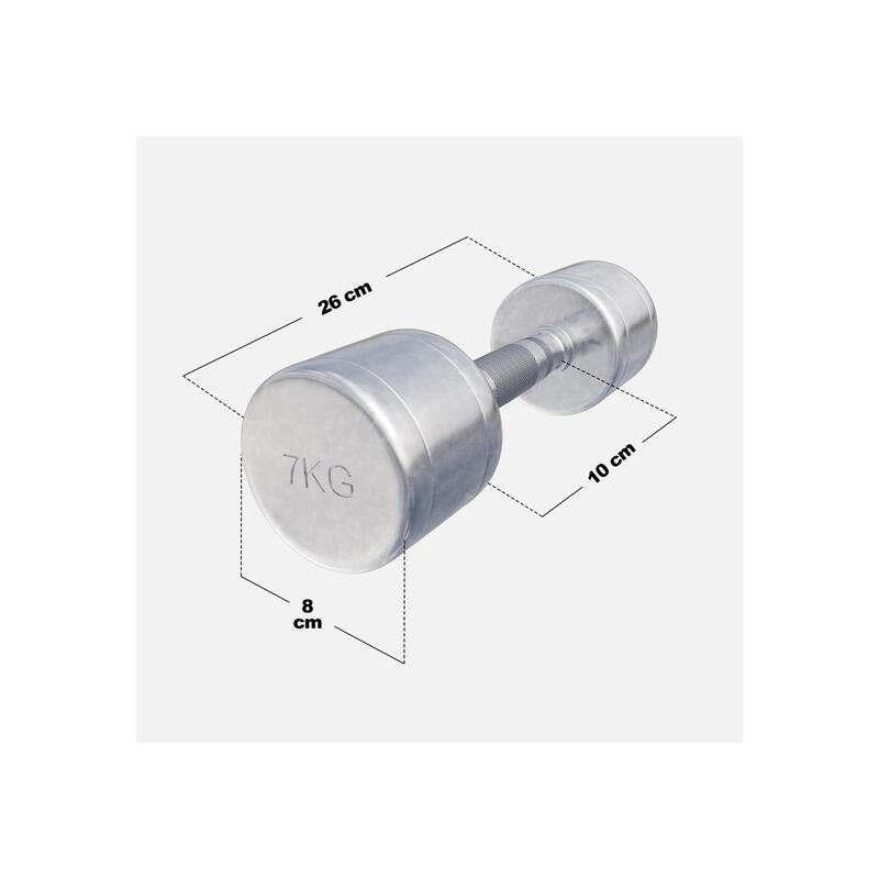 Set de 2 Gantere cromate cu greutate fixa 14 KG - 2 x 7 KG