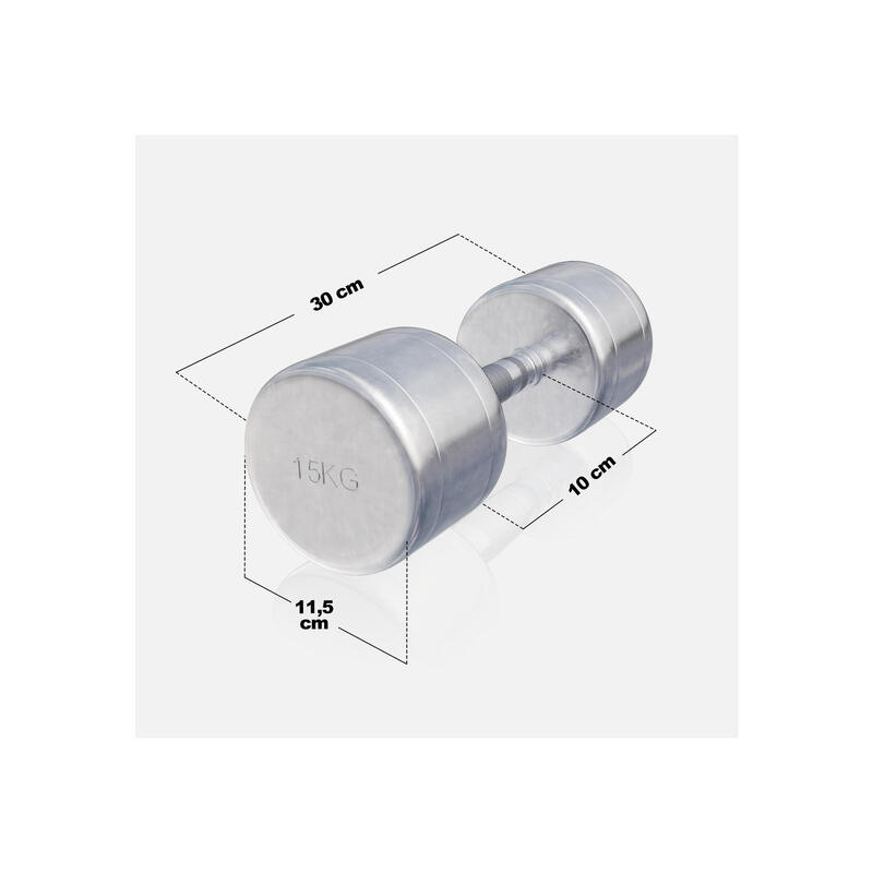 Set de 2 Gantere cromate cu greutate fixa 30 KG - 2 x 15 KG
