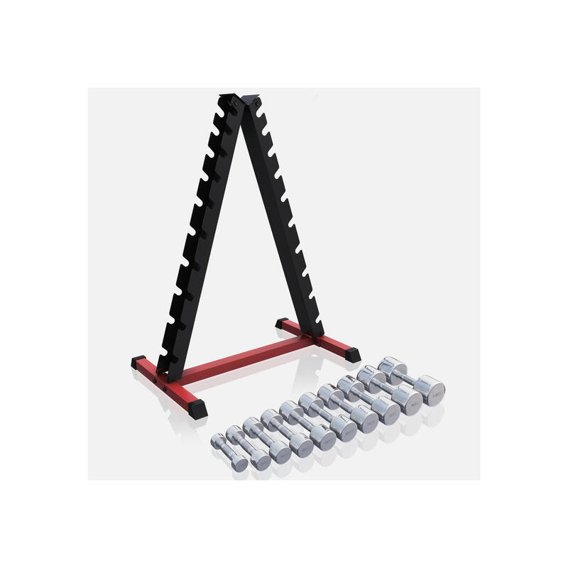 Set de 2 Gantere cromate cu greutate fixa Komplettset inkl. Hantelständer