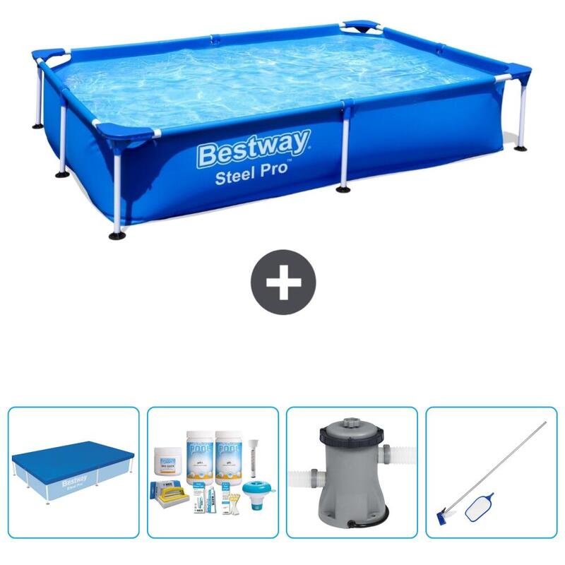 Piscine Bestway Steel Pro - 221 x 150 x 43 cm avec Accessoires - 564015