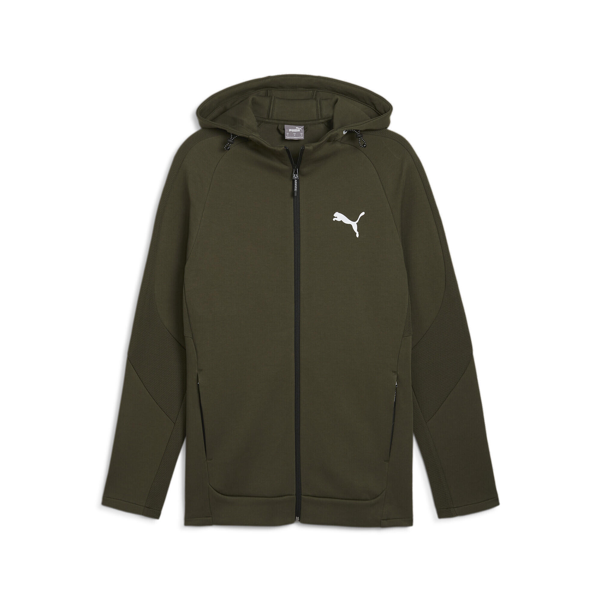 PUMA Pánská mikina s kapucí EVOTRIPE na zip PUMA Dark Olive Green