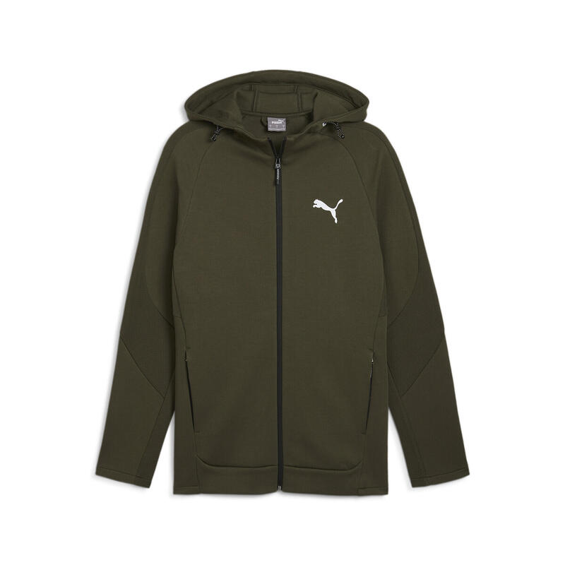 Pánská mikina s kapucí EVOTRIPE na zip PUMA Dark Olive Green