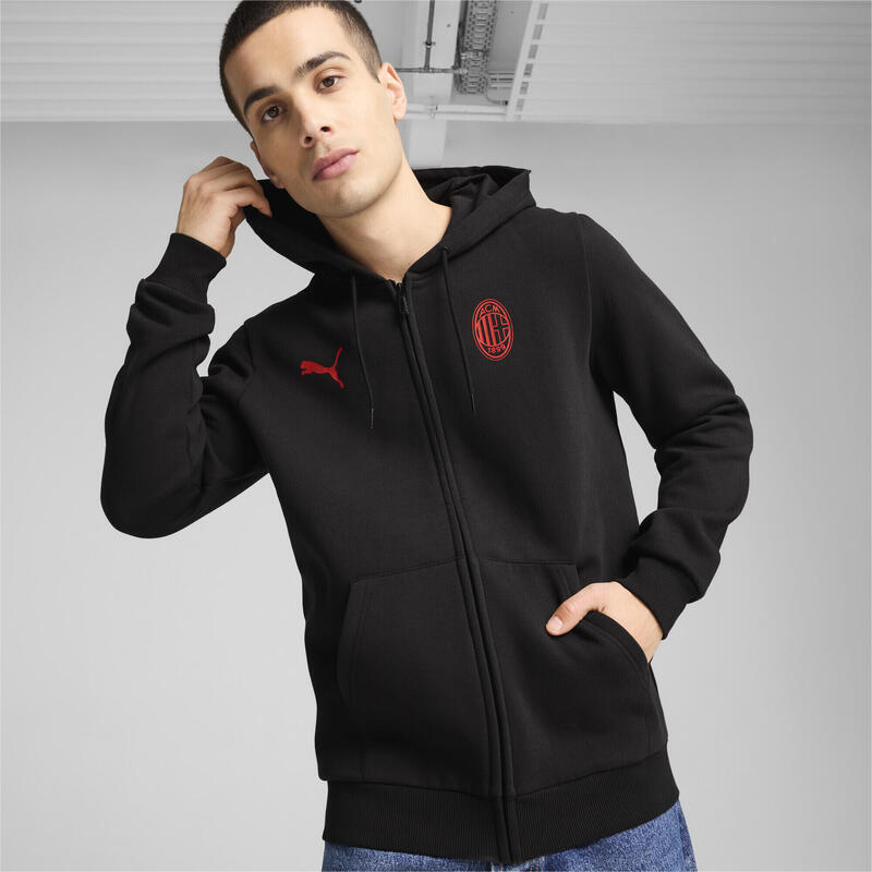 Chaqueta con capucha AC Milan ftblESSENTIALS Hombre PUMA Black For All Time Red