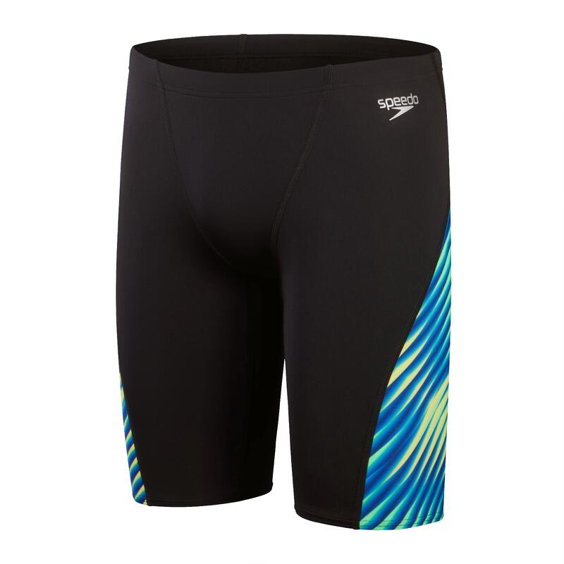 Speedo Mens Allover Digi V-Cut Jammer Black/True Cobalt