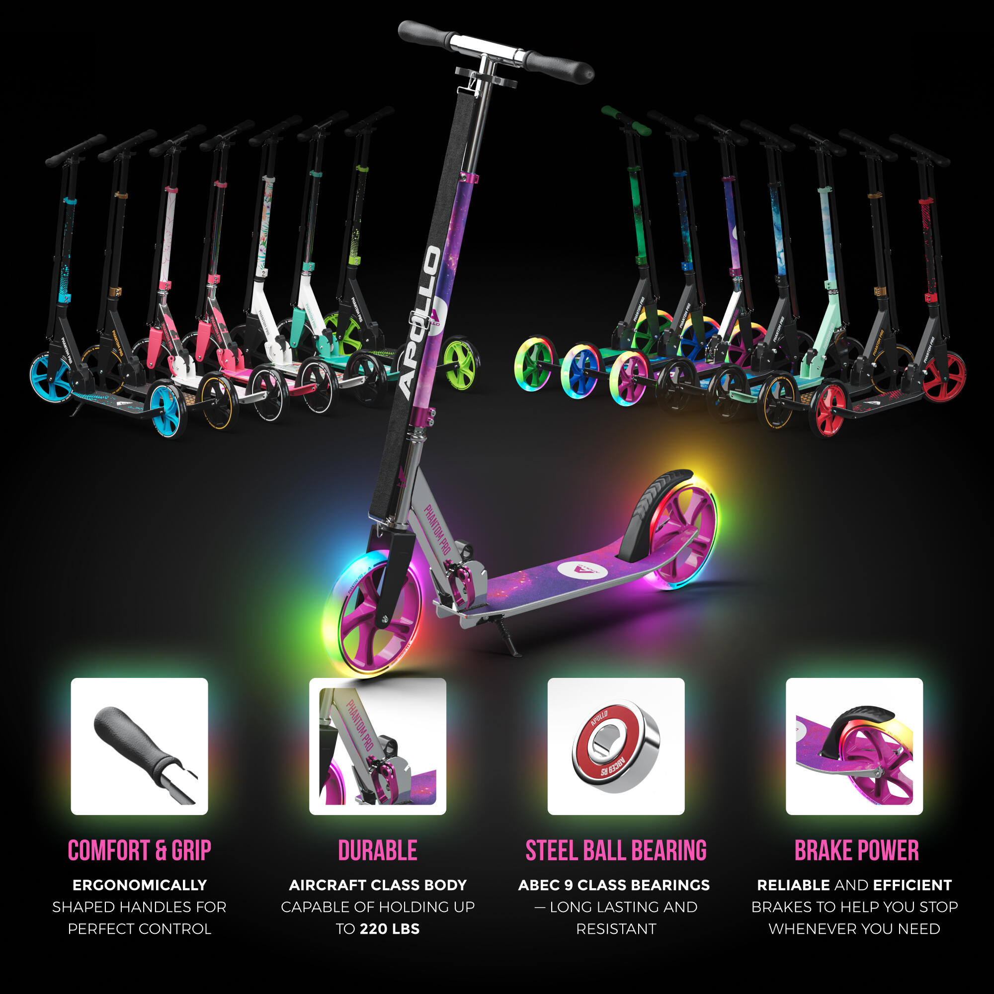 Monopattino Freestyle Apollo Genius PRO - Con Ruote 100mm E Cuscinetti ABEC 9, Per Trick - Foto 2