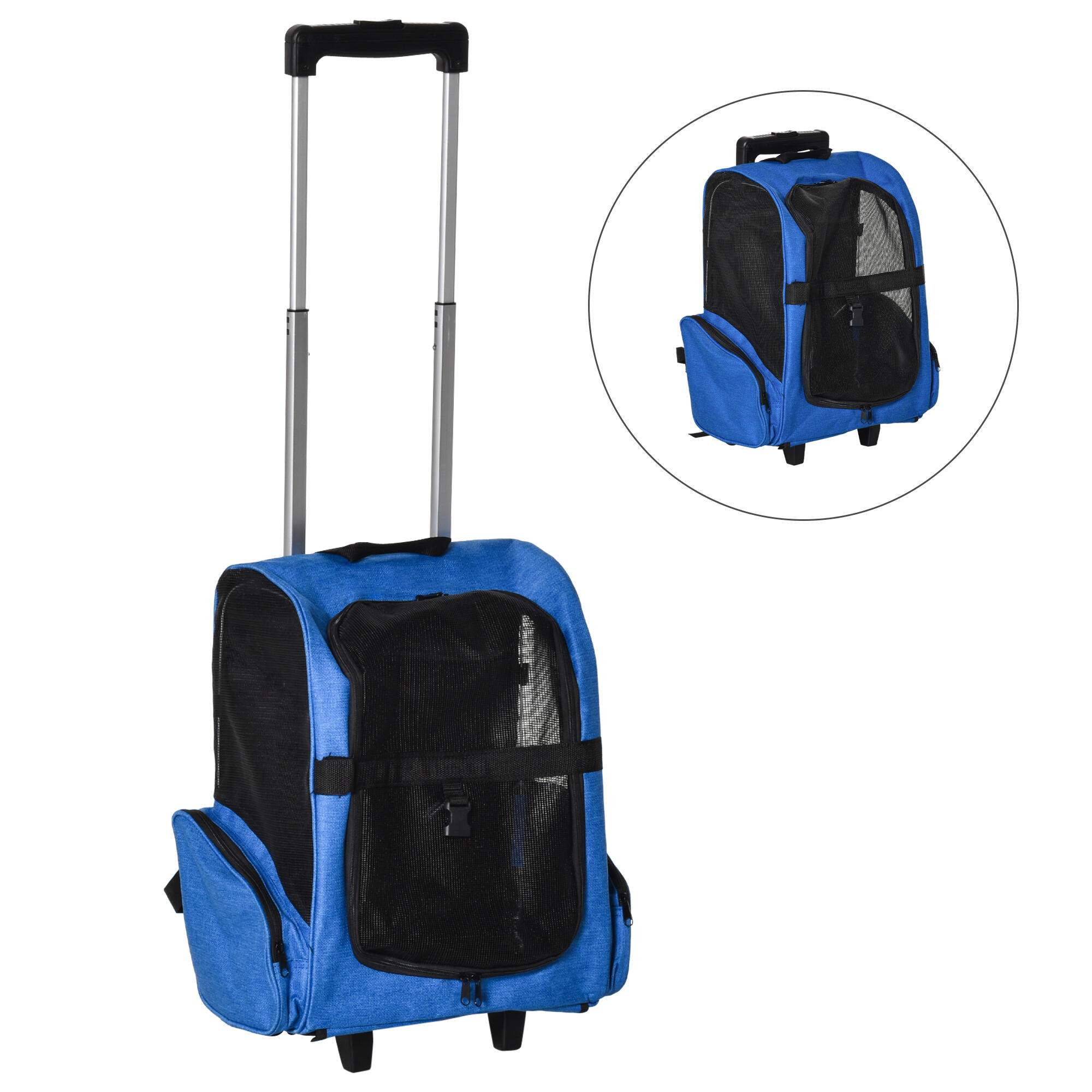 Transportadora Carrinho para Animais de Estimação 42x25x55cm Azul PawHut 4/7