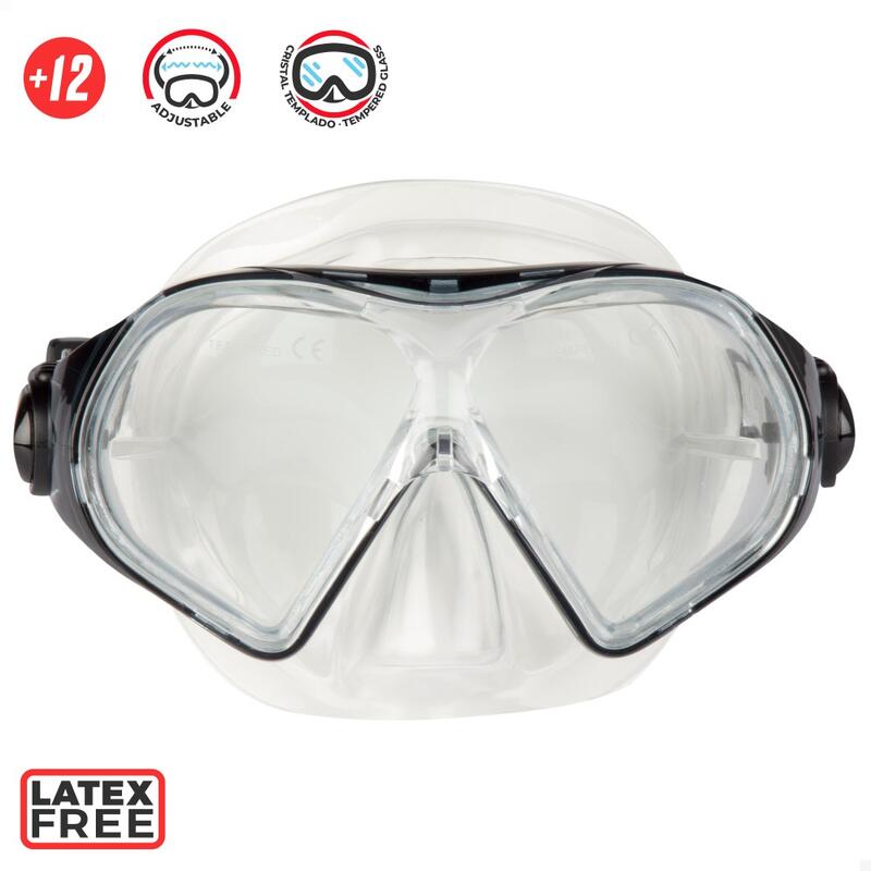 Aqua Sport Set gafas de buceo visión 150º y tubo adulto gris/blanco