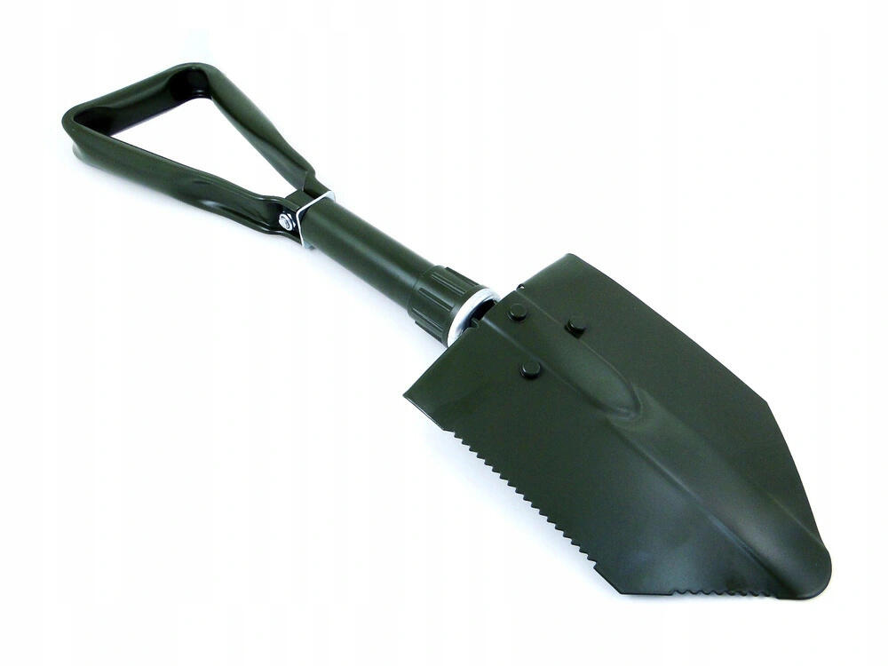 Pelle pliante en acier carbone avec denture et étui. Longueur 58 cm, idéale pour 3/5