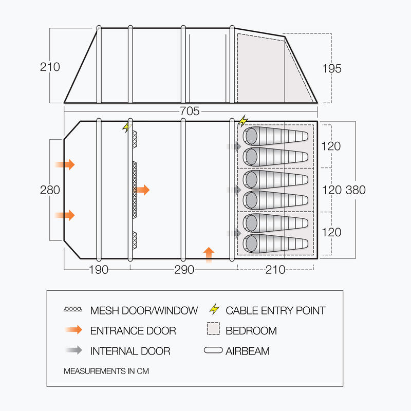 Vango Lismore Air 600XL csomag 6 személyes kempingsátor