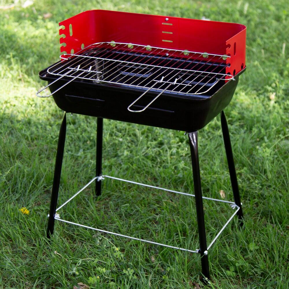 Aktive Barbacoa portátil carbón pequeña regulable en altura c/cortavientos 7/7