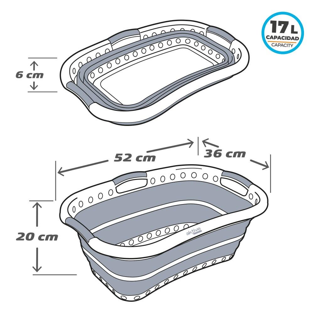Cesta dobrável retangular multiusos 17 litros 4/7