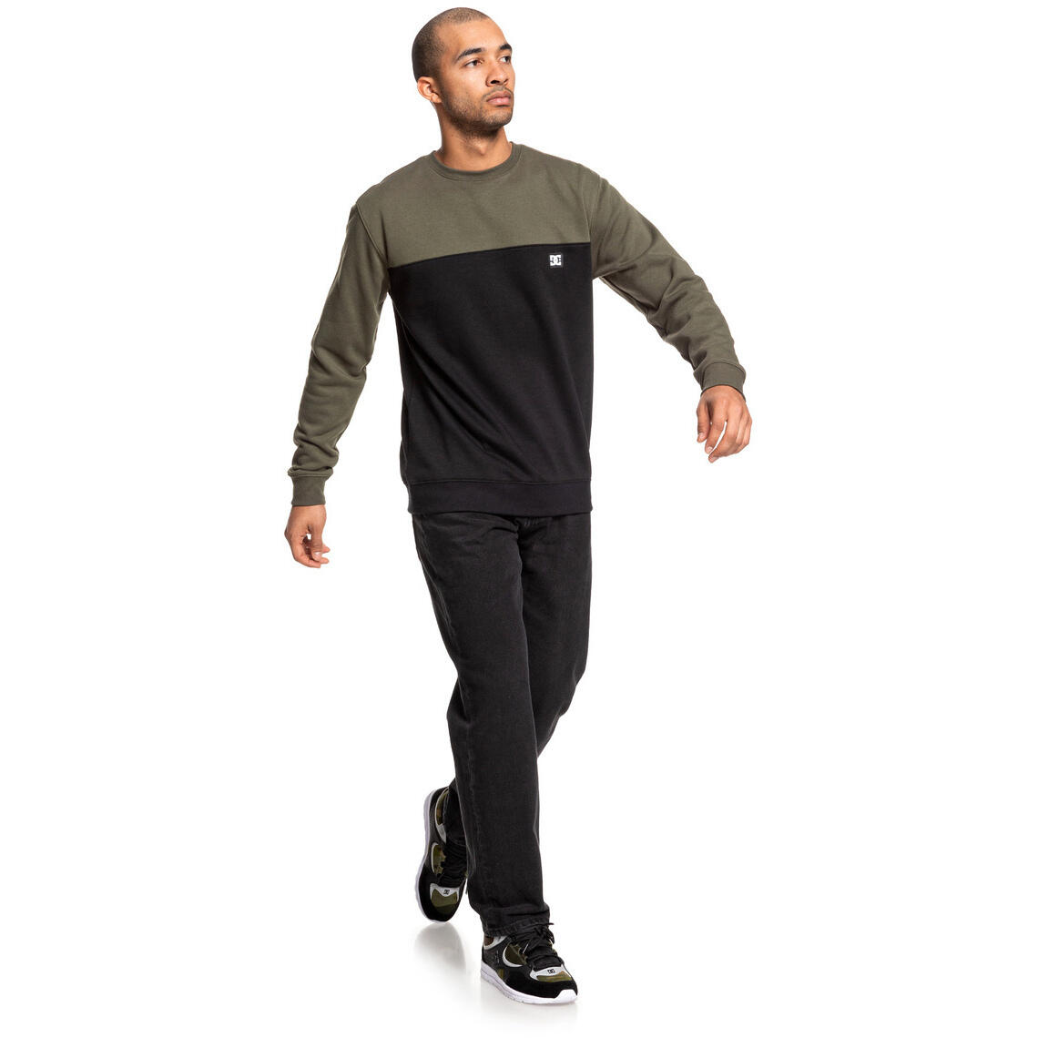 Chemisier Dc Shoes Rebel Crew Block 3 Green/black, Vert, Hommes 4/5