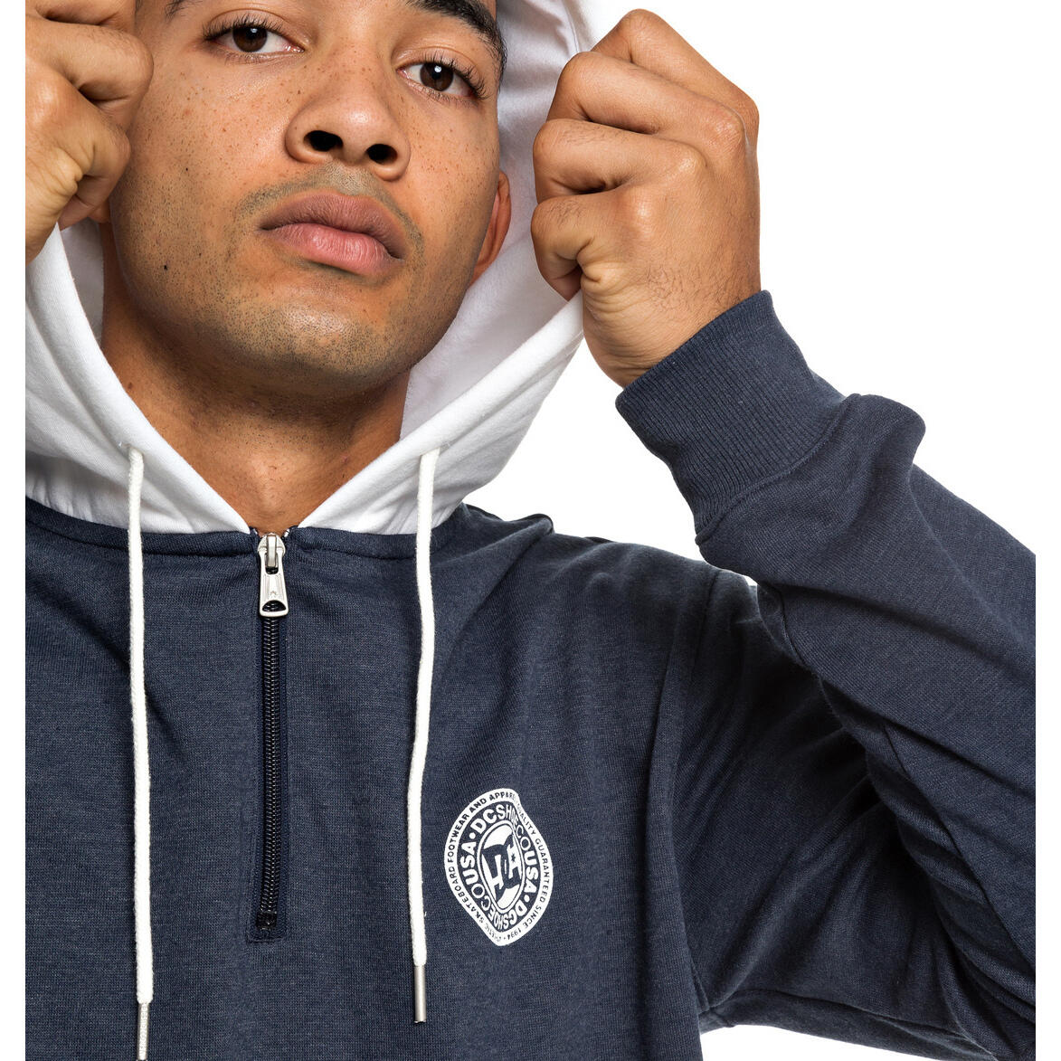 Felpa con cappuccio DC Shoes Rebel Half-Zip Hoodie, Blu, Uomini 4/5