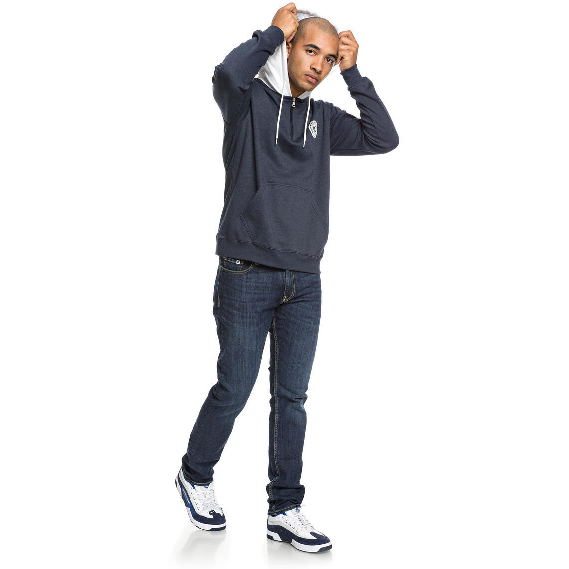 Felpa con cappuccio DC Shoes Rebel Half-Zip Hoodie, Blu, Uomini 3/5