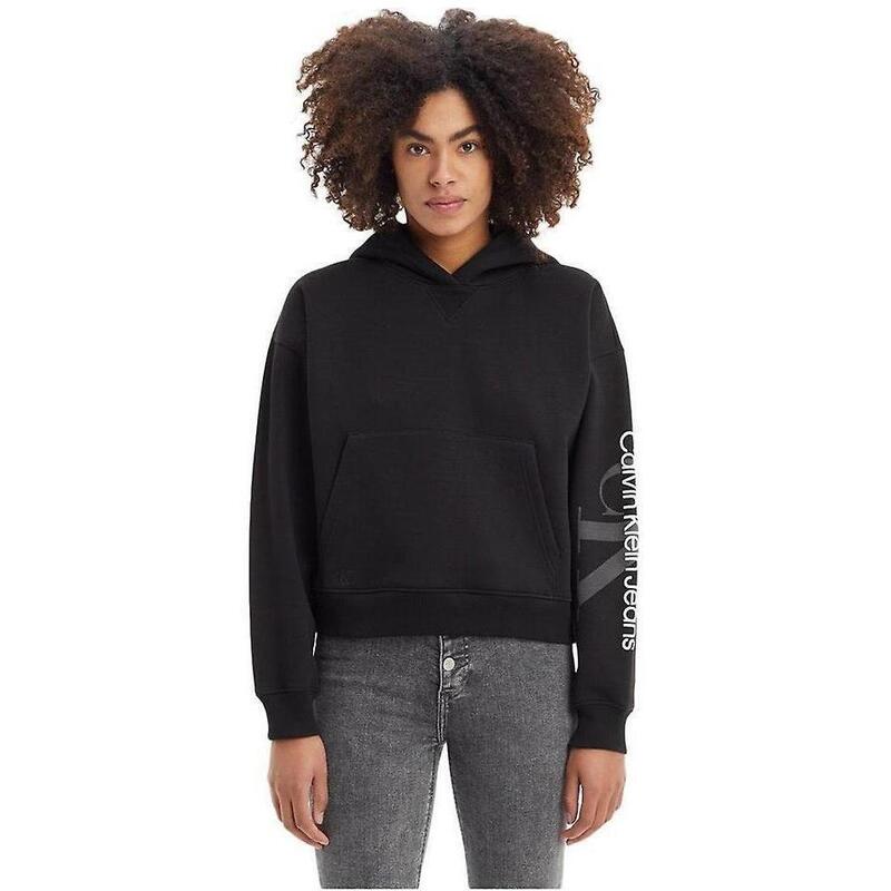 Hoodie Calvin Klein Full Sleeve Printed, Preto, Mulheres