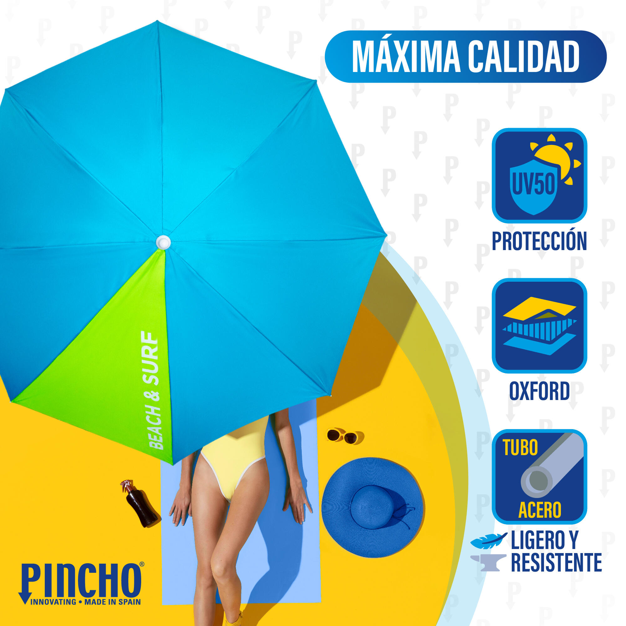 Sombrilla de Playa Pincho Calpe Gaviotas verde 180cm 3/6