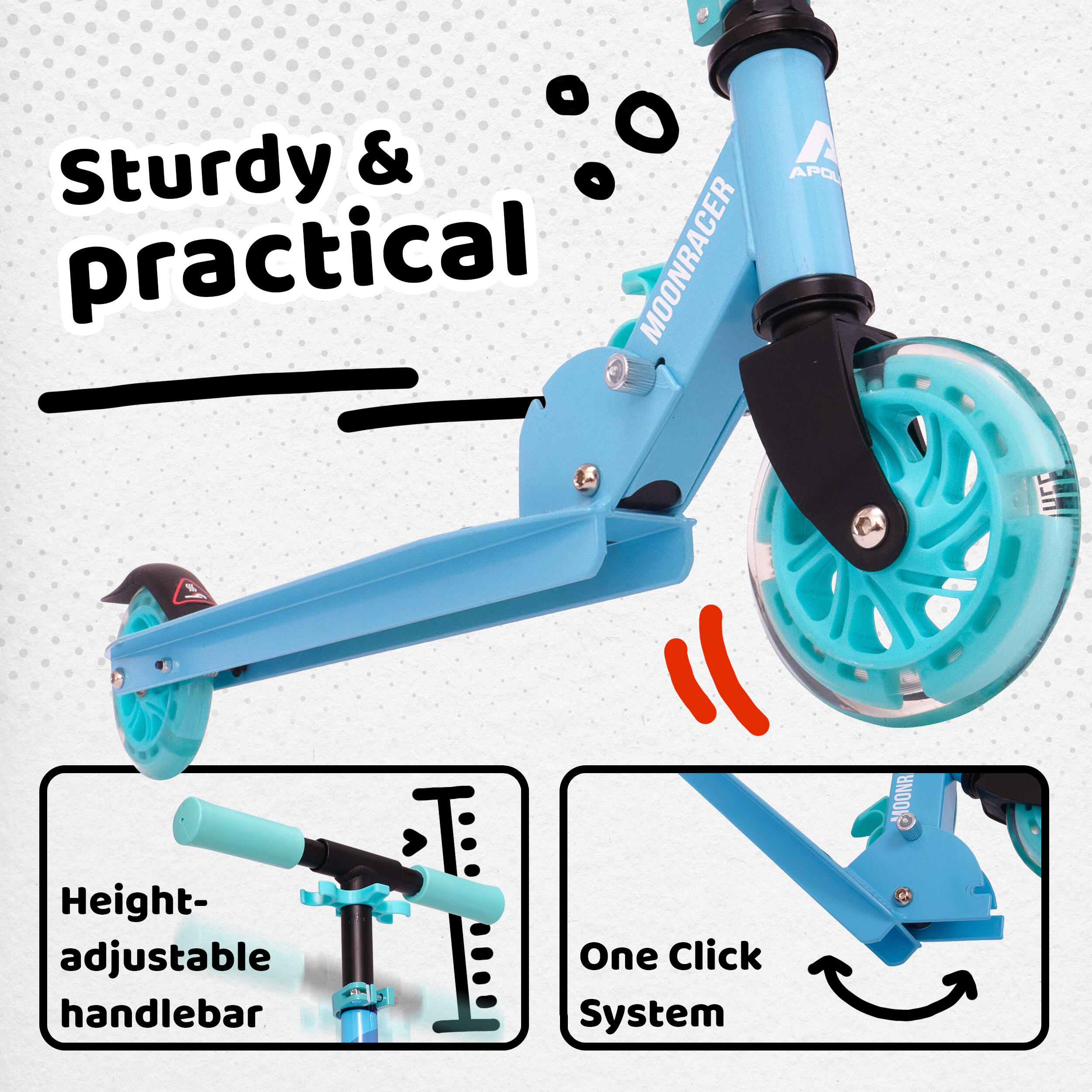 Scooter LED - Moonracer - Stadstep voor kinderen met vering 2/7