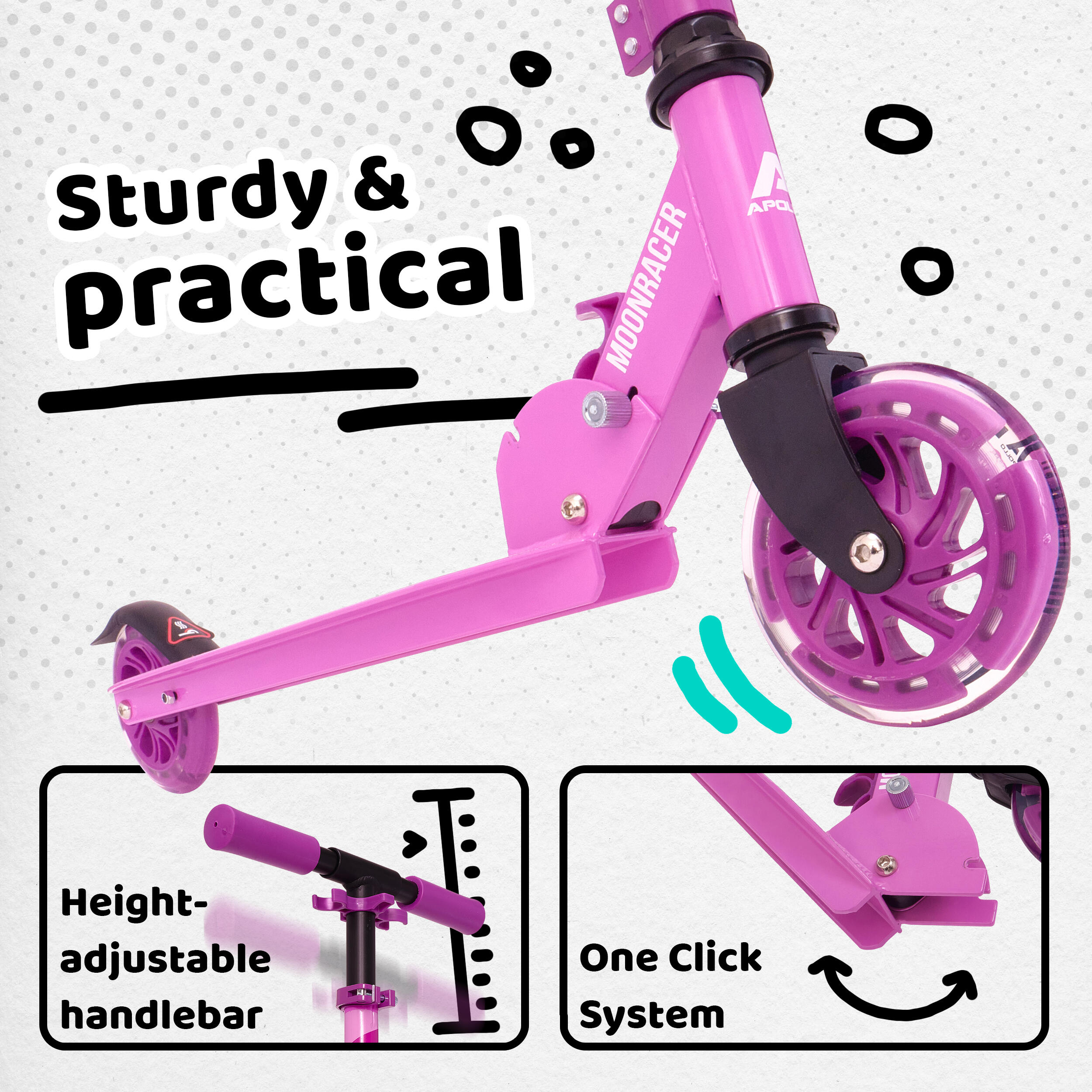 Scooter LED - Moonracer - Stadstep voor kinderen met vering 2/7