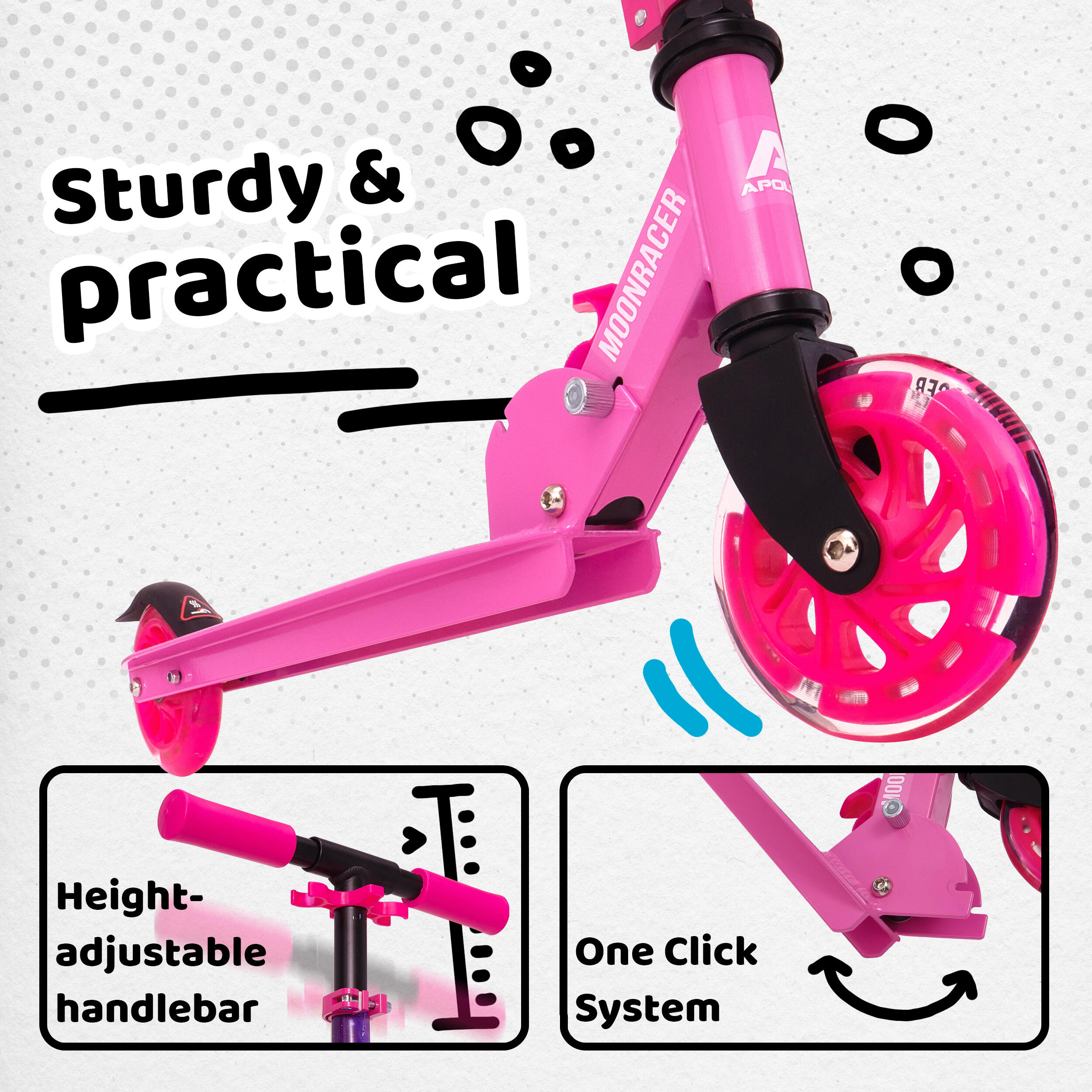 Scooter LED - Moonracer - Stadstep voor kinderen met vering 2/7