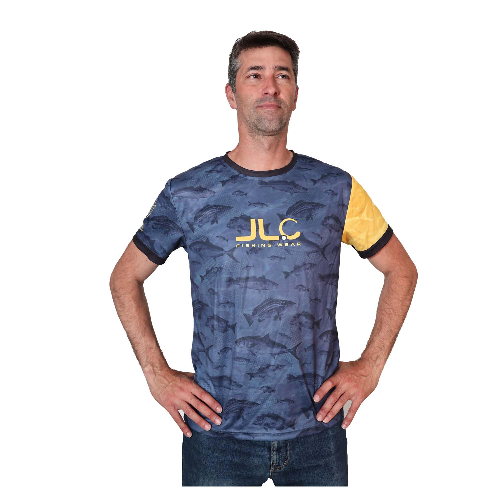 JLC Camiseta Pesca Hombre Fish Camo JLC Gris Manga Corta 