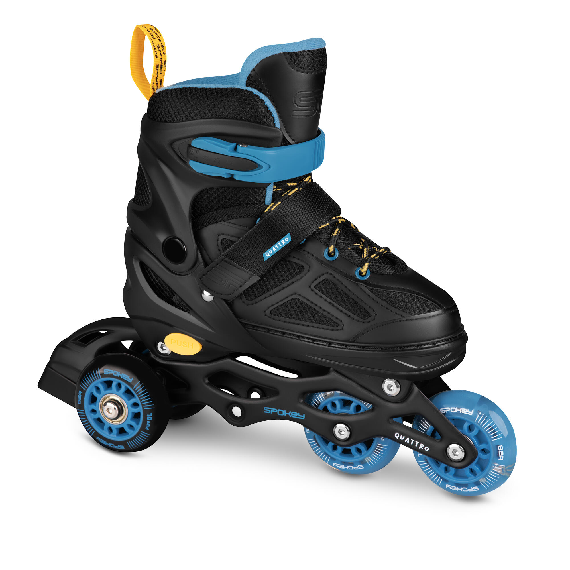 Patins À Roulettes Alignées Motif/style 4en1 QUATTRO Enfant (Noir / Bleu) 4/7