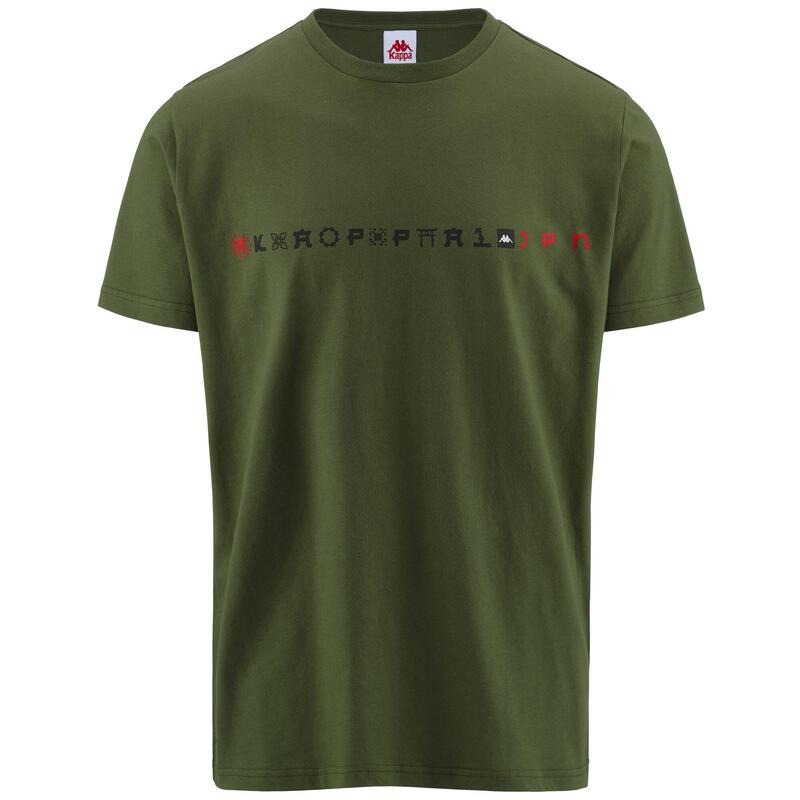 kappa t-shirt da uomo in cotone verde da fitness