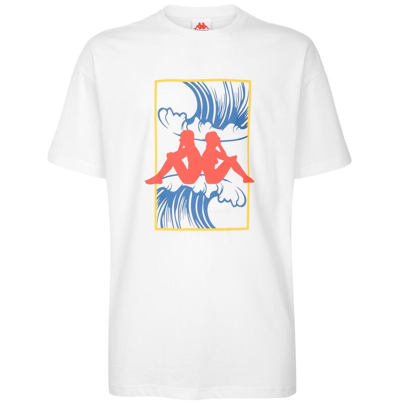 kappa t-shirt da uomo in cotone bianco da cardio training